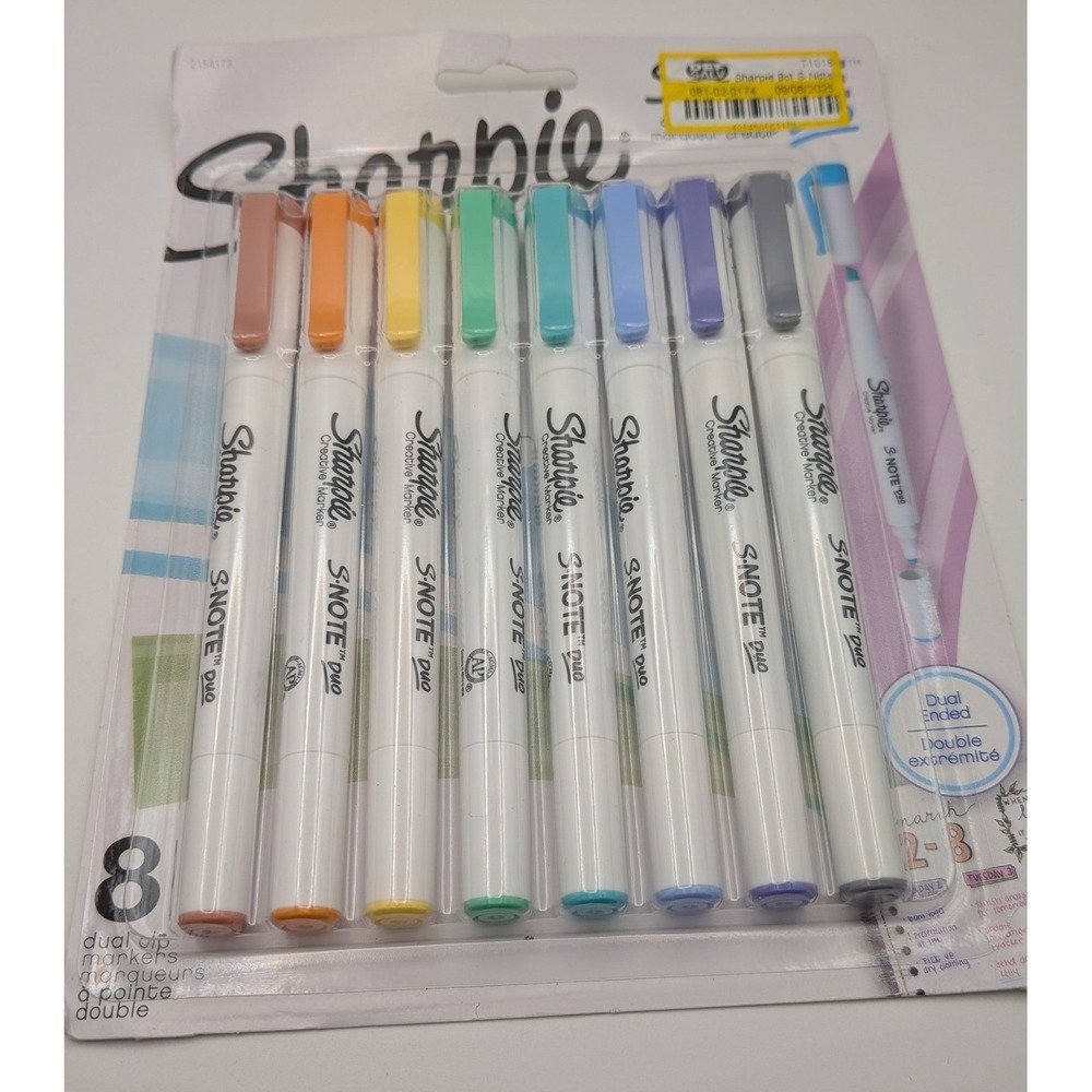Sharpie S-Note Duo Creative Markers Unisex 8ct Assorted NEW Dual Tip Mild Colors